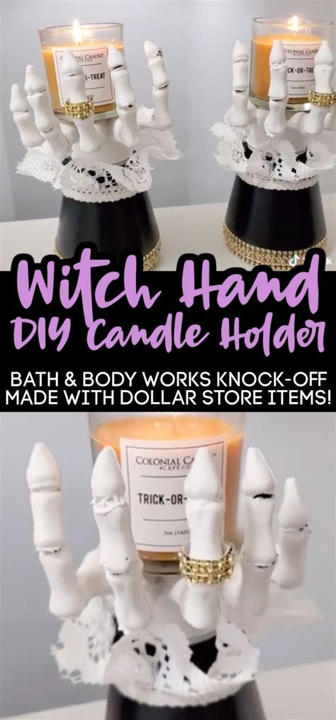 Bring the enchantment of Halloween into your home with a Bath and Body Works witch hand candle holder centerpiece